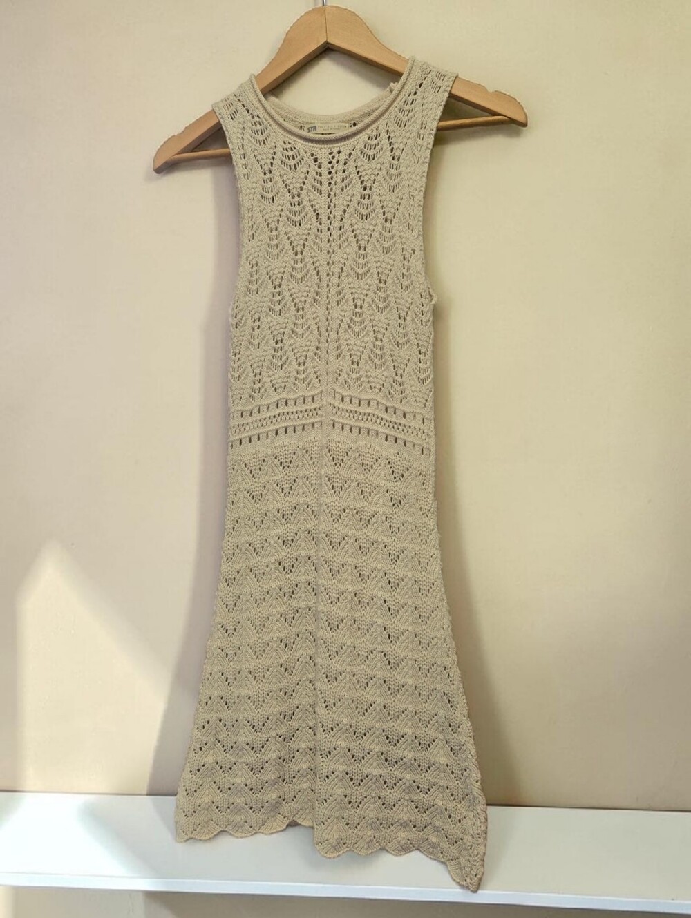 STM Cream Crochet Knit Dress | Size Small